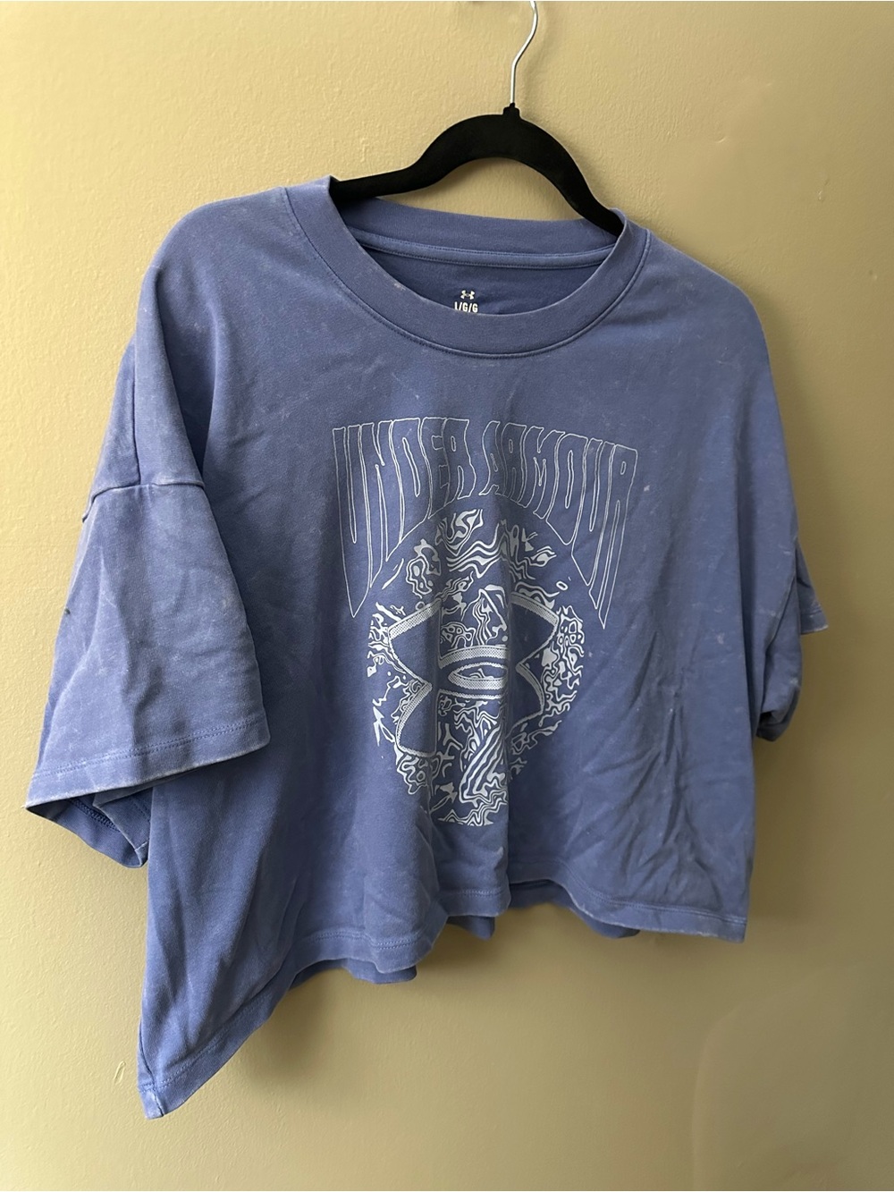 Under Armour Purple Acid Wash Graphic Cropped Short Sleeve Tee - Size L